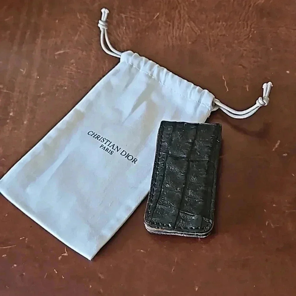 Christian Dior Magnetic Leather Money Clip with Dust Bag - Vintage